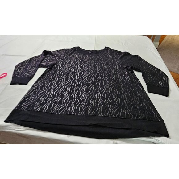 Jane + Delancey Black Abstract Print Tunic Top Sz 1X Lagenlook Cozy Comfort - Picture 3 of 10